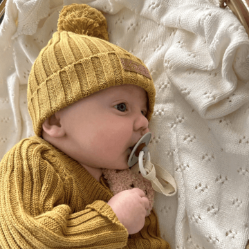 Ribbed Baby Beanie, Mustard | Little B's Nursery | Little Lights Co.