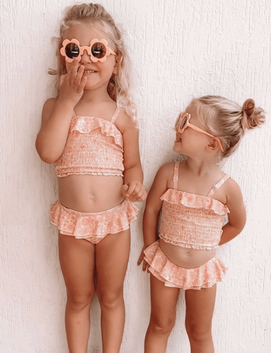 Shirred Two Piece Swimsuit - Retro Seashell | India & Grace | Little Lights Co.