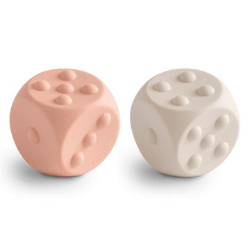 Mushie | Dice Press Toy Blush/Shifting Sand (2-pack) | Little Lights Co.