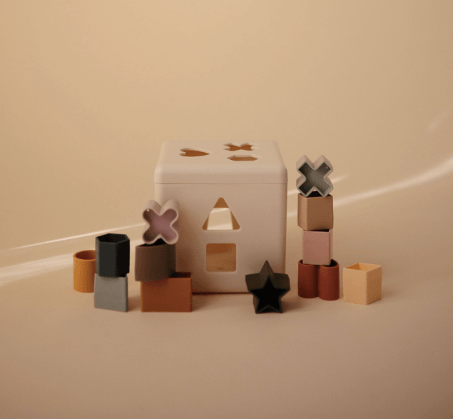 Mushie | Shape Sorting Box | Little Lights Co.