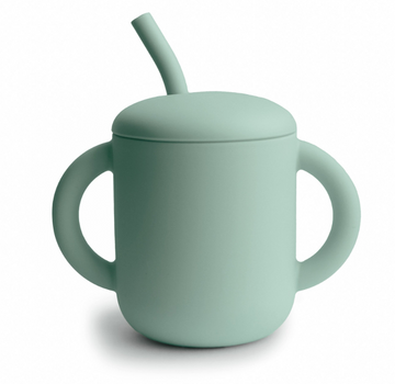 Mushie | Silicone Training Cup & Straw - Cambridge Blue