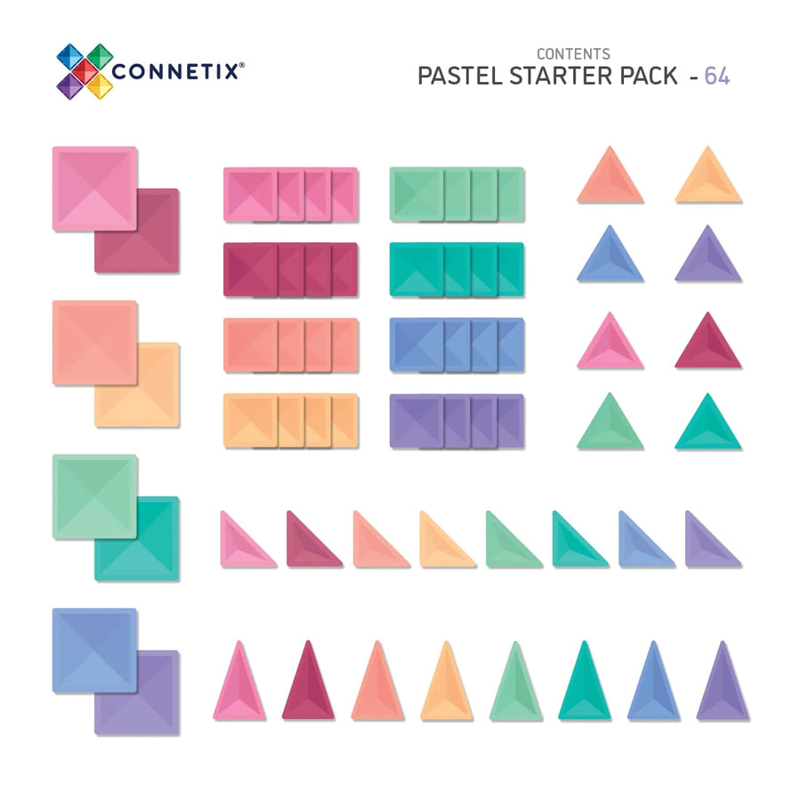 Connetix Magnetic Tiles |  Pastel Starter Pack 64 pc
