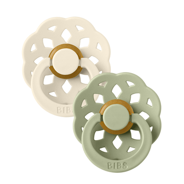 BIBS Pacifier Duo Pack - Boheme - Ivory/Sage - Size 1 Newborn | BIBS Dummies | Little Lights Co.