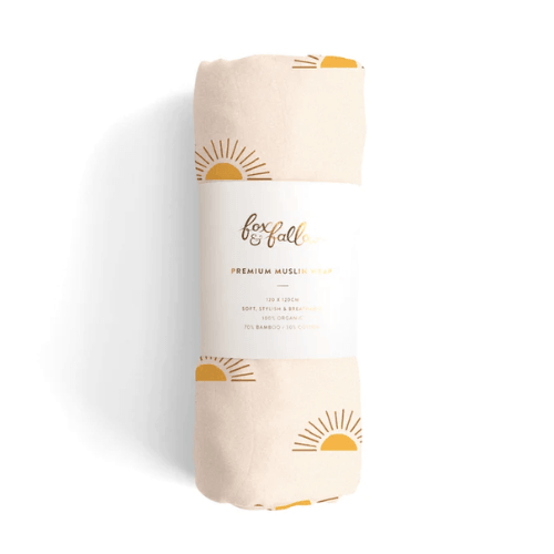 Fox and Fallow | Organic Muslin Wrap Swaddle, Suns (Cream) | Little Lights Co.