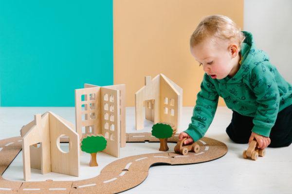 Getting About Town - Cork Road Set with Wooden Buildings | The Freckled Frog | Little Lights Co.