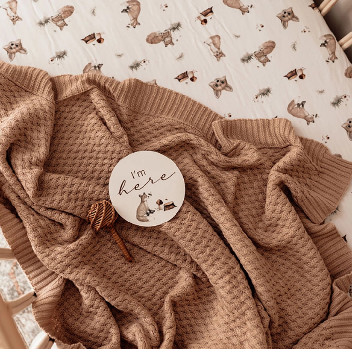 Snuggle Hunny Kids | Hazelnut Diamond Knit Baby Blanket | Little Lights Co.