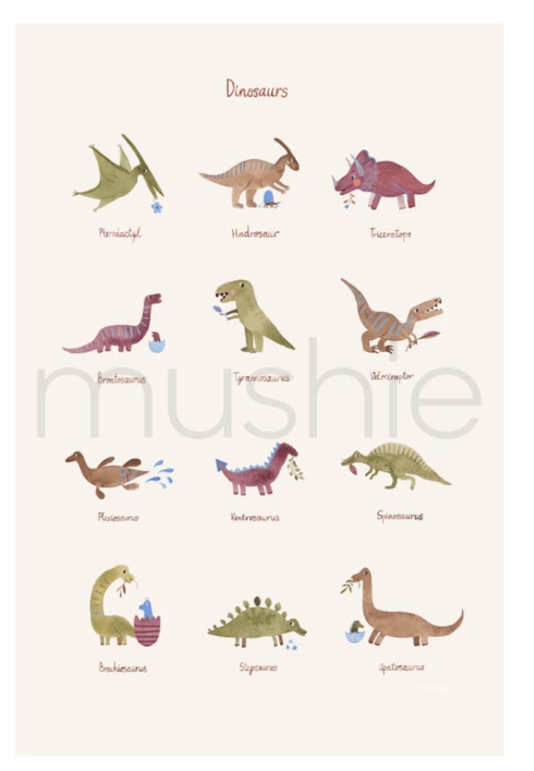 Mushie | Dinosaur poster | Little Lights Co.
