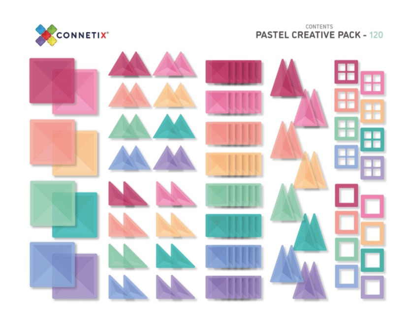 Connetix Magnetic Tiles | 120 Piece Pastel Creative Pack | Little Lights Co.
