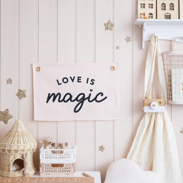 Leonie and the Leopard | Wall Banners, Love is Magic Pink | Little Lights Co.