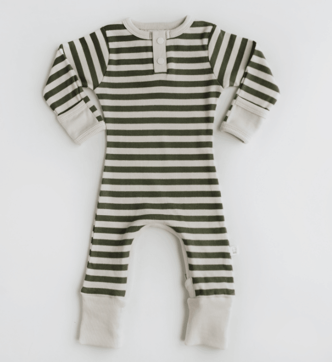 Snuggle Hunny Kids | Olive Stripe Growsuit | Little Lights Co.
