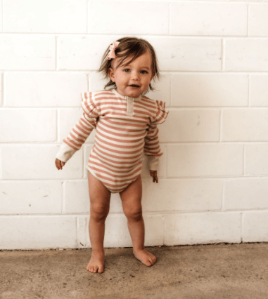 Snuggle Hunny Kids | Long Sleeve Bodysuit, Rose Stripe | Little Lights Co.