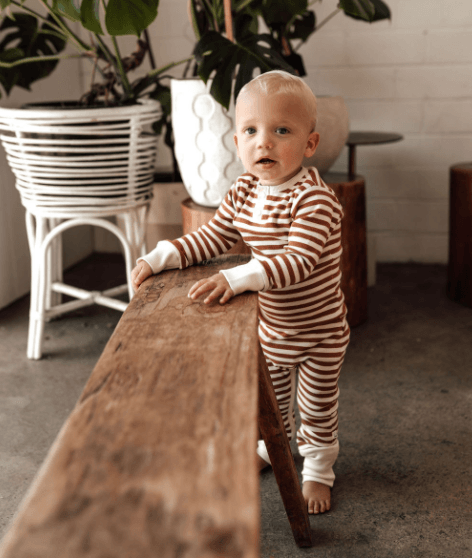 Snuggle Hunny Kids | Biscuit Stripe Growsuit | Little Lights Co.