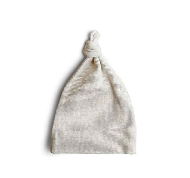 Mushie | Ribbed Baby Beanie - Beige (0-3 Months) | Little Lights Co.