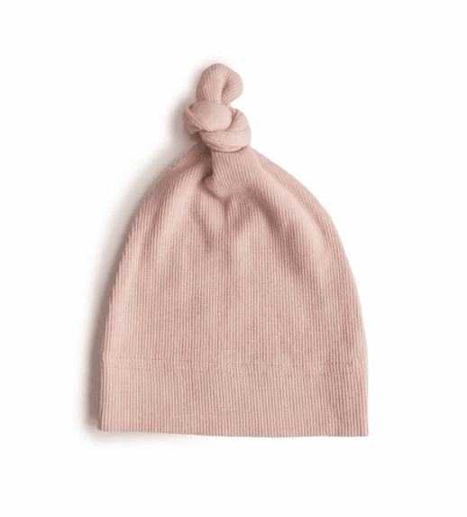 Mushie | Ribbed Baby Beanie - Blush (0-3 MONTHS) | Little Lights Co.