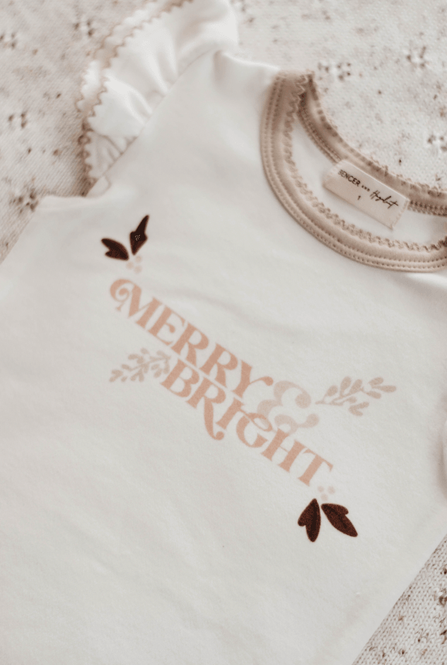 Bencer and Hazelnut | Merry & Bright Mistletoe - Christmas Romper/Tee | Little Lights Co.
