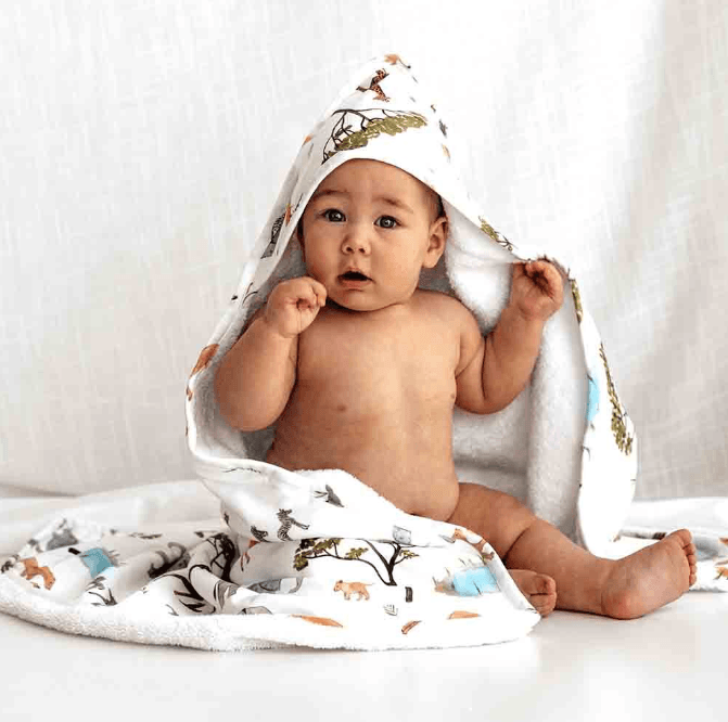 Snuggle Hunny Kids | Organic Hooded Baby Towel, Eucalypt | Little Lights Co.