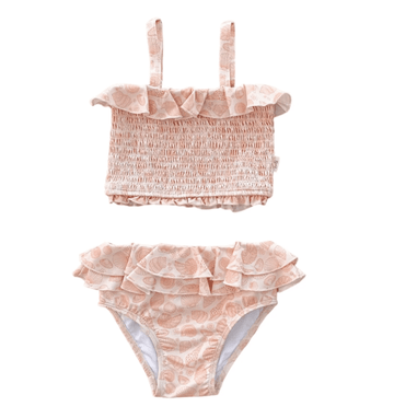 Shirred Two Piece Swimsuit - Peach Seashell | India & Grace | Little Lights Co.