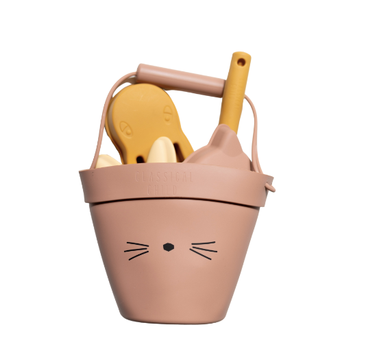 Silicone Beach Bucket Set, Pink Cat