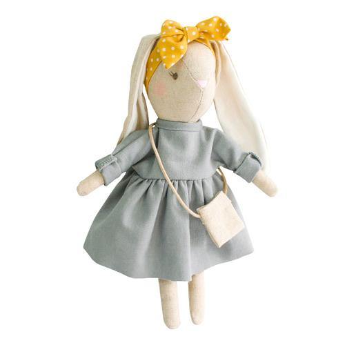 Alimrose | Sofia Linen Dress Mini Bunny, Grey | Little Lights Co.