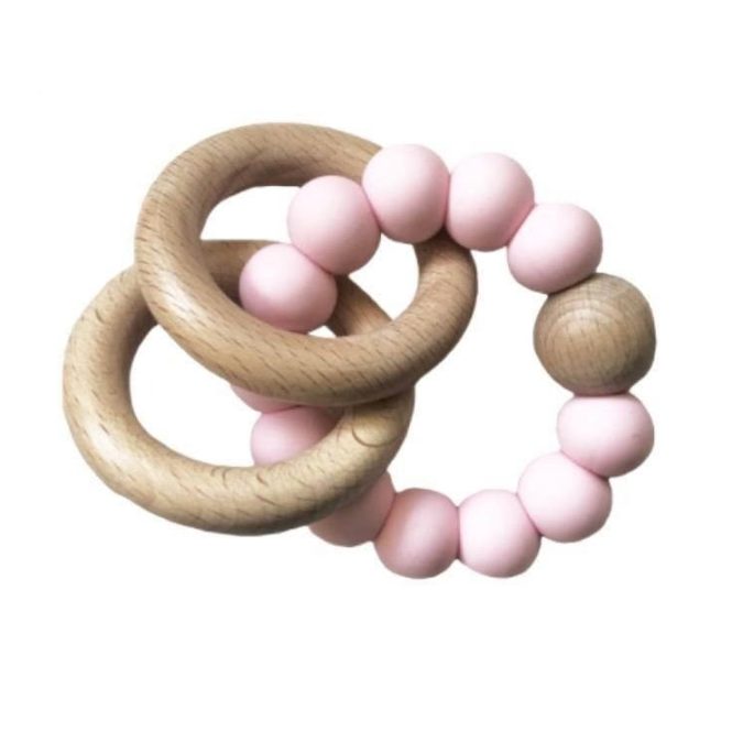 Alimrose | Beechwood Teether Rings Set, Rosewater