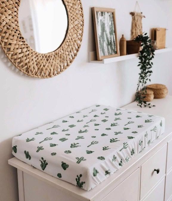 Snuggle Hunny Kids |  Bassinet Sheet / Change Pad Cover - Cactus - Image 2