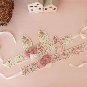 Alimrose | Sequin Bunny Crown, Rose Gold