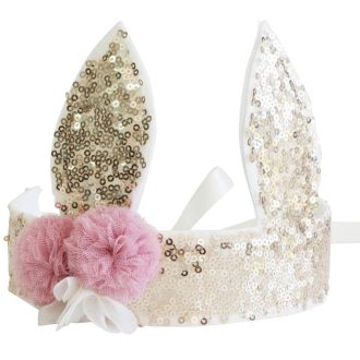 Alimrose | Sequin Bunny Crown, Gold