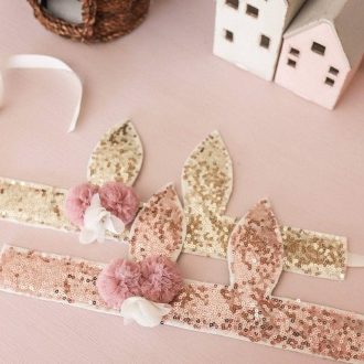 Alimrose | Sequin Bunny Crown, Gold
