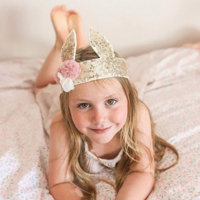Alimrose | Sequin Bunny Crown, Gold - Image 3