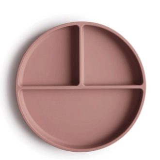 Mushie | Silicone Suction Divided Plate, Cloudy Mauve