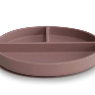 Mushie | Silicone Suction Divided Plate, Cloudy Mauve