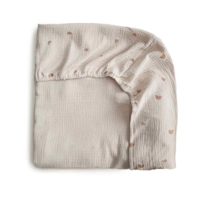 Mushie | Bassinet Sheet, Rainbows - Image 2