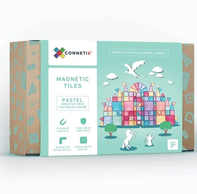 Connetix Magnetic Tiles | 120 Piece Pastel Creative Pack