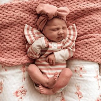 Snuggle Hunny Kids | Long Sleeve Bodysuit, Rose Stripe