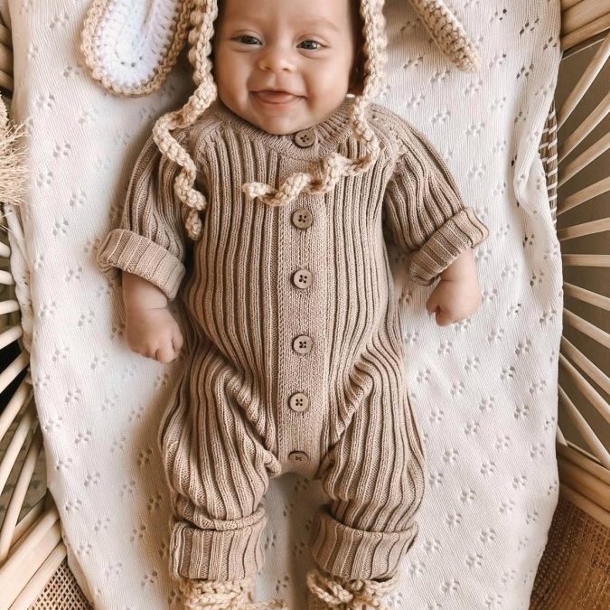 Little B's Nursery | Ribbed Romper, Cacao