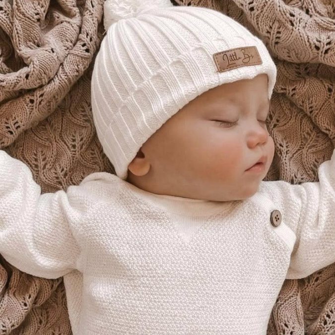 Little B's Nursery | Ribbed Baby Beanie, Milk - Image 3