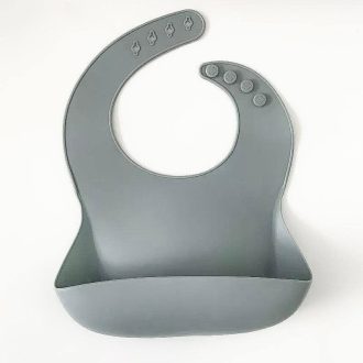 Little Lights Co | Silicone Baby Bib, Grey