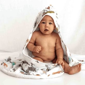 Snuggle Hunny Kids | Organic Hooded Baby Towel, Safari