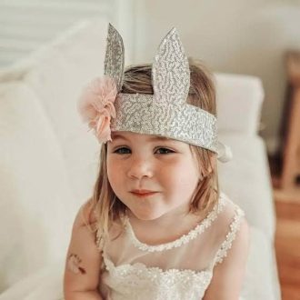 Alimrose | Sequin Bunny Crown, Silver