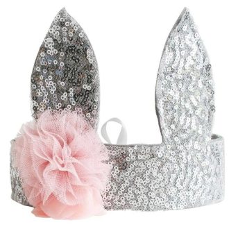 Alimrose | Sequin Bunny Crown, Silver