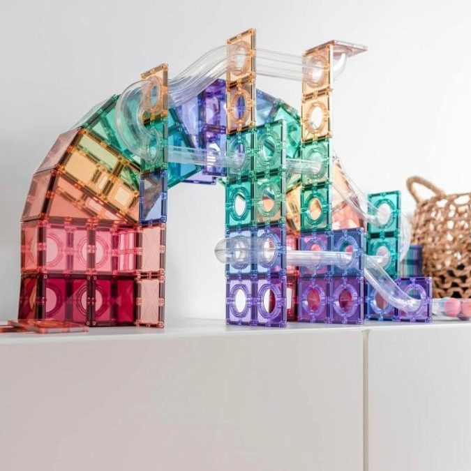 Connetix Magnetic Tiles | 106 Piece Pastel Ball Run Pack - Image 2
