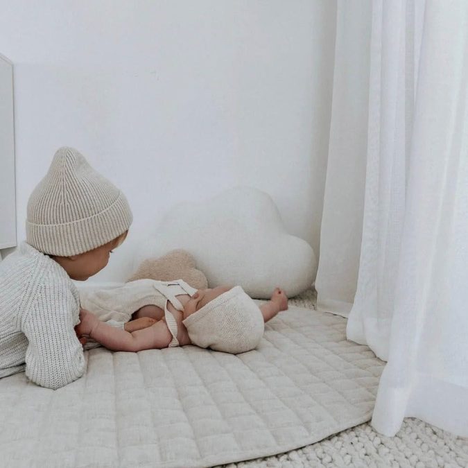 Home Lab | Linen Baby Playmat, Natural Oat - Image 5