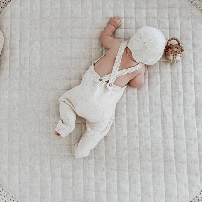 Home Lab | Linen Baby Playmat, Natural Oat - Image 4