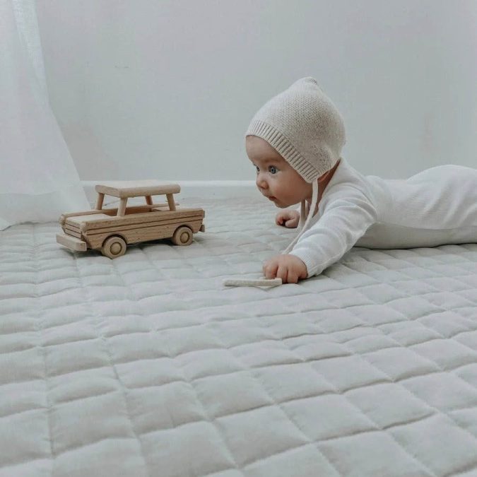 Home Lab | Linen Baby Playmat, Sage - Image 3