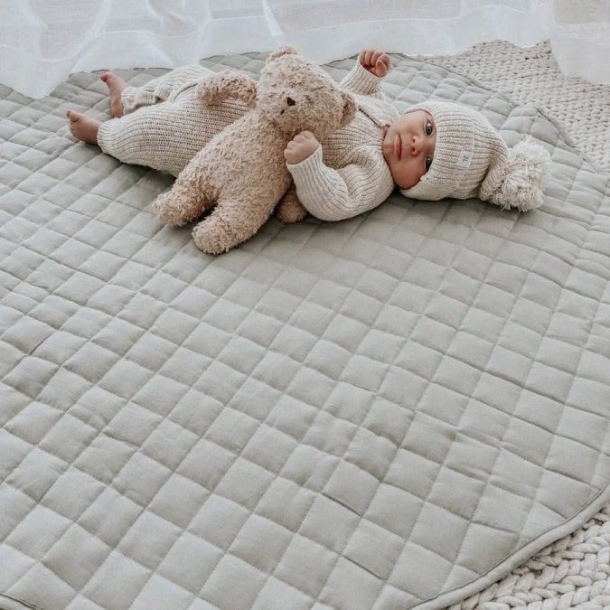 Home Lab | Linen Baby Playmat, Sage