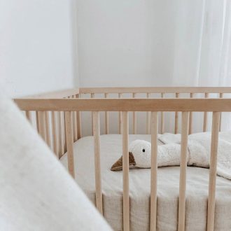 Home Lab | Linen Fitted Cot Sheet, Natural Oat