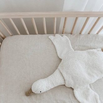 Home Lab | Linen Fitted Cot Sheet, Natural Oat