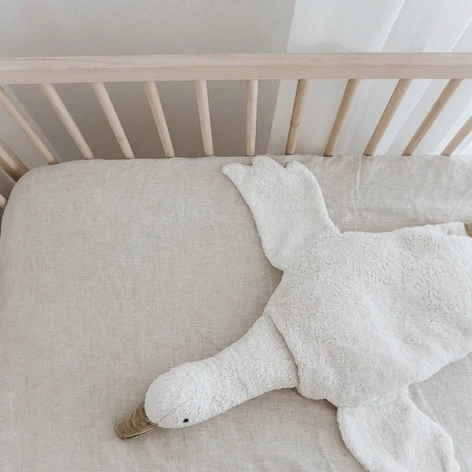 Home Lab | Linen Fitted Cot Sheet, Natural Oat