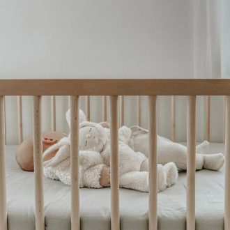 Home Lab | Linen Fitted Cot Sheet, Sage