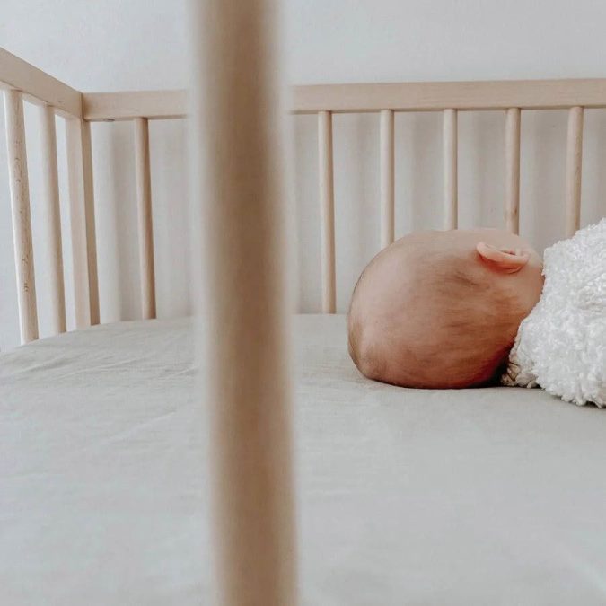 Home Lab | Linen Fitted Cot Sheet, Sage - Image 3